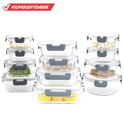 Amazon top seller kitchen accessories 24-piece superior glass food storage containers set