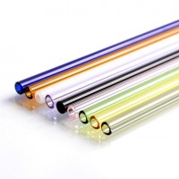 Heat resistant different colored straight reusable drinking glass straws