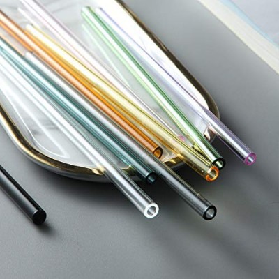 230mm length and approx 8mm straw diameter  Reusable Straight Glass Drinking Straws Set of 6