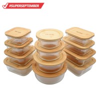 Eco friendly Glass food containers/ bamboo lid container storage boxes