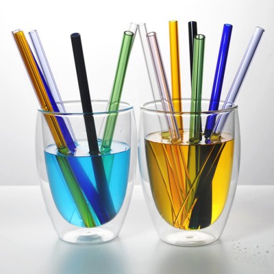 Reusable Borosilicate Straight And Bent Color Glass Straws