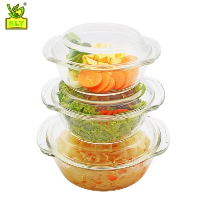 Round Shaped Glass Casserole With Tight Fitting Lid / Heat, Cold and Shock Proof /Oven, Freezer and Dishwasher