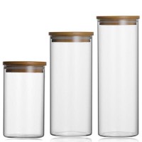 Glass Kitchen Storage Jars Airtight Storage Containers+Wooden Lid