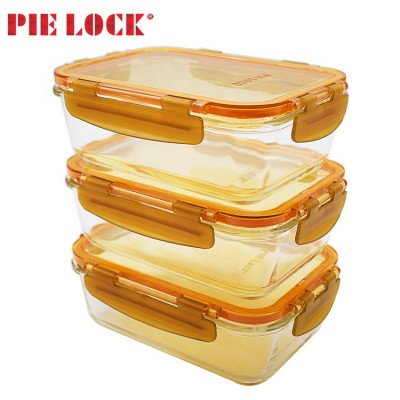 OVen Safe High Borosilicate Glass Meal Lunch Box Food Storage Container 3 Set