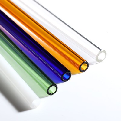 9" x 8mm / 23cm x 8 Reusable Straight Glass Drinking Straws, Set of 6 Multi Color - Green, Orange, Purple, Pink, Grey, Blueuice