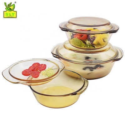 Hot selling glass bakeware  glass casserole glass pot set  --- 3 pieces