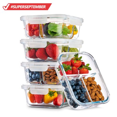 Amazon Hot Sale 36oz Meal Prep Containers with Compartments  Food Storage Sealed Set Glass Lunch Box